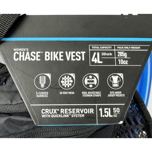 CamelBak Women\'s Chase Bike Vest 4L 1.5L Crux Reservoir Black NWT